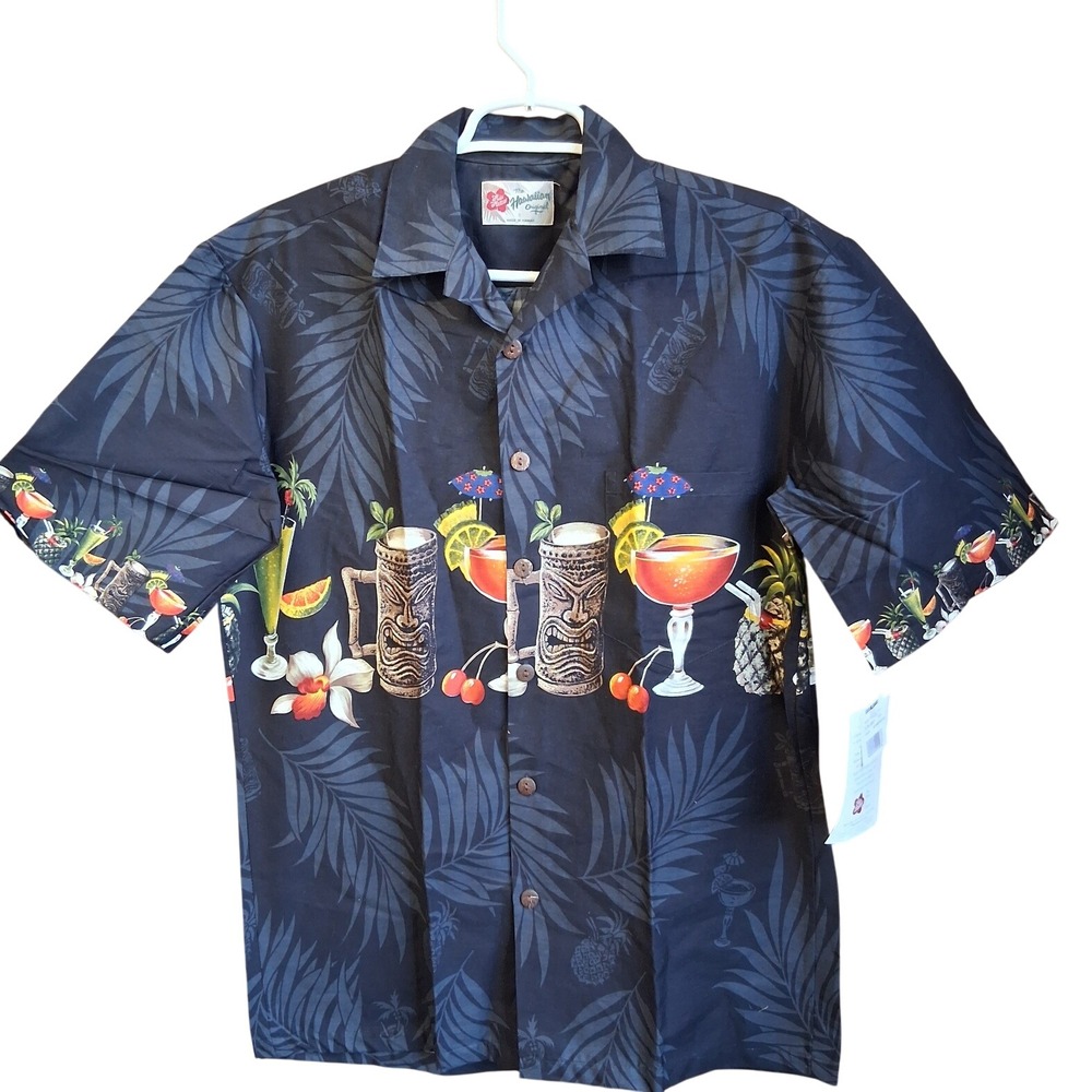 Hilo Hattie The Hawaiian Tikil Cocktail Print SS Shirt Small 100% Cotton NWT